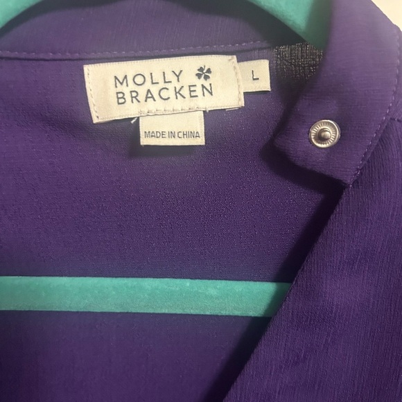 Molly Bracken Gorgeous Ruffle Collar & Sleeve Purple Blouse Size Large - Picture 2 of 6